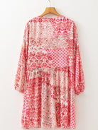 loral Print Tassel Tie Long Sleeve Flowy Mini Dress-Dresses-Krush Kandy, Women's Online Fashion Boutique Located in Phoenix, Arizona (Scottsdale Area)