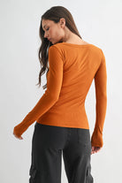 Lightweight Stretch Ribbed Long Sleeve Top-Tops-Krush Kandy, Women's Online Fashion Boutique Located in Phoenix, Arizona (Scottsdale Area)