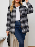 Plaid Button Up Long Sleeve Shacket-Jacket-Krush Kandy, Women's Online Fashion Boutique Located in Phoenix, Arizona (Scottsdale Area)