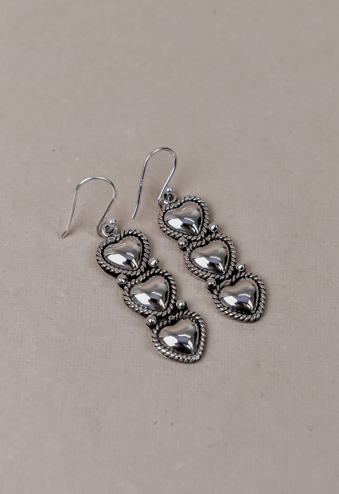 Tri-Heart Sterling Silver Earrings-Earrings-Krush Kandy, Women's Online Fashion Boutique Located in Phoenix, Arizona (Scottsdale Area)