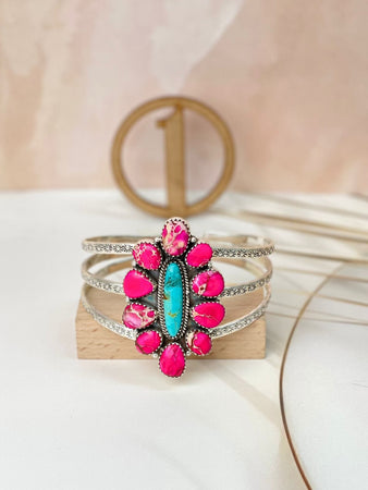 Sterling Stamped Cluster Cuffs
