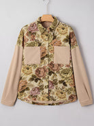 Floral Waffle Knit Patchwork Chest Pockets Buttoned Jacket-Jacket-Krush Kandy, Women's Online Fashion Boutique Located in Phoenix, Arizona (Scottsdale Area)