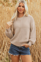 Cozy Taupe Textured Knit Sweater-Sweaters-Krush Kandy, Women's Online Fashion Boutique Located in Phoenix, Arizona (Scottsdale Area)