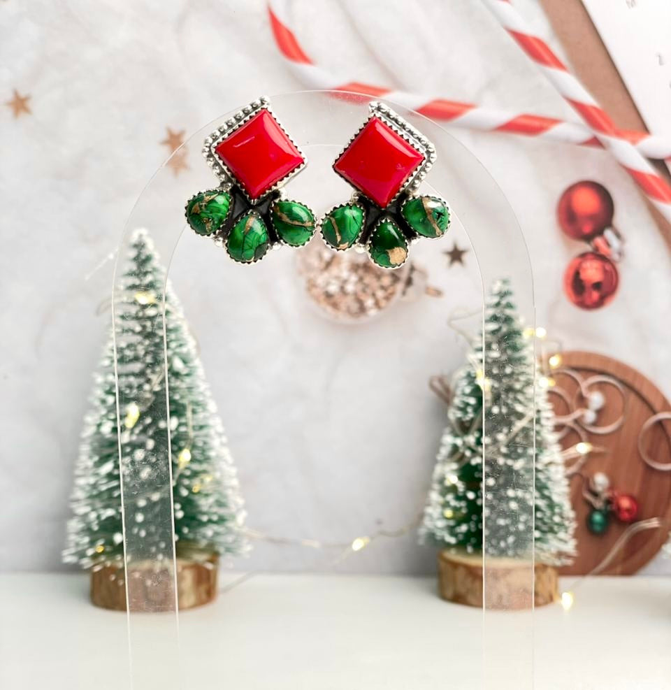 Christmas in Kandyland Square Studs-Earrings-Krush Kandy, Women's Online Fashion Boutique Located in Phoenix, Arizona (Scottsdale Area)