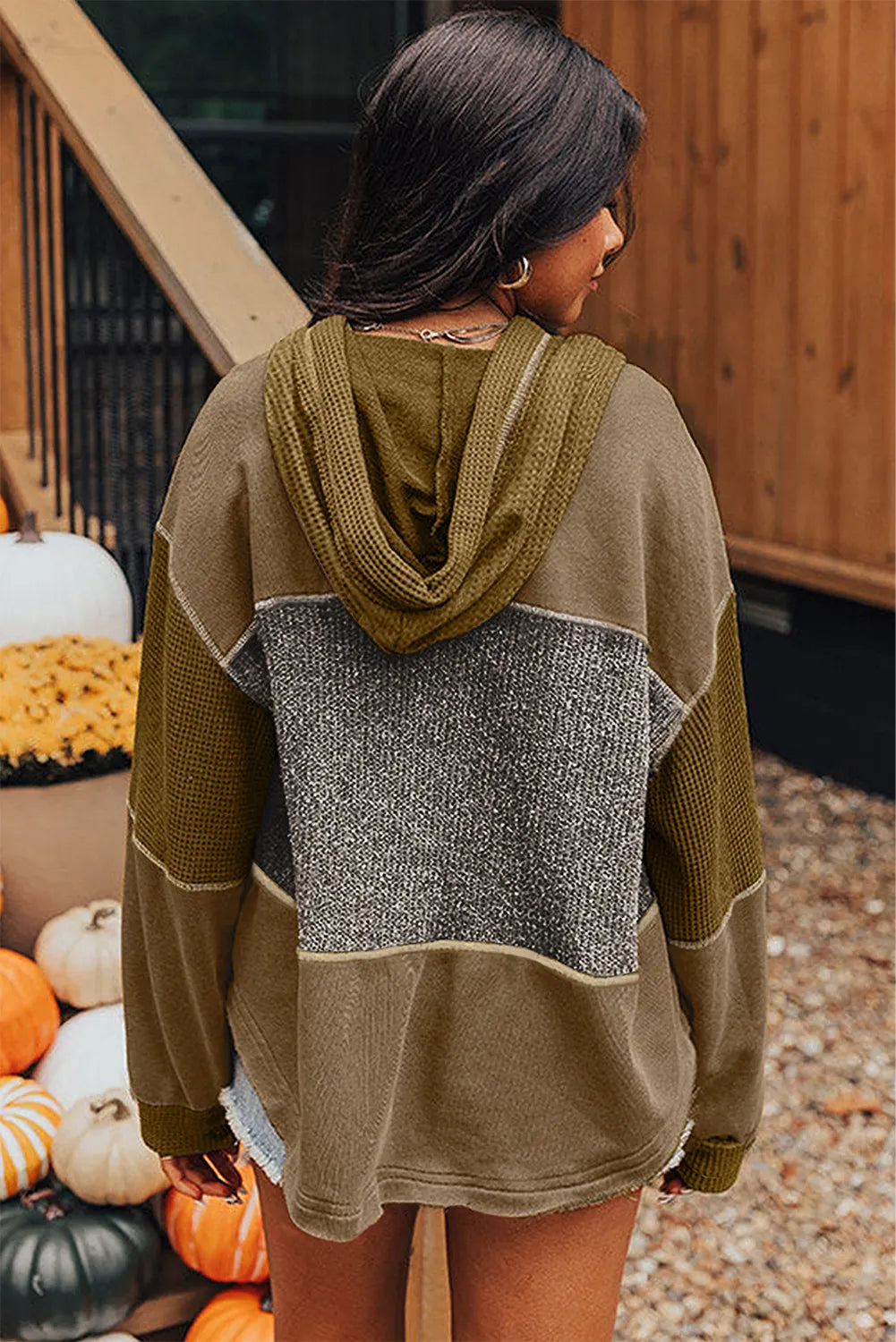 Cozy Patchwork Button Hoodie-Tops-Krush Kandy, Women's Online Fashion Boutique Located in Phoenix, Arizona (Scottsdale Area)