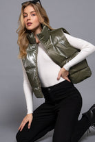 High Neck Zip Up Vest-Vests-Krush Kandy, Women's Online Fashion Boutique Located in Phoenix, Arizona (Scottsdale Area)