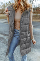 Longline Hooded Sleeveless Puffer Vest-Krush Kandy, Women's Online Fashion Boutique Located in Phoenix, Arizona (Scottsdale Area)