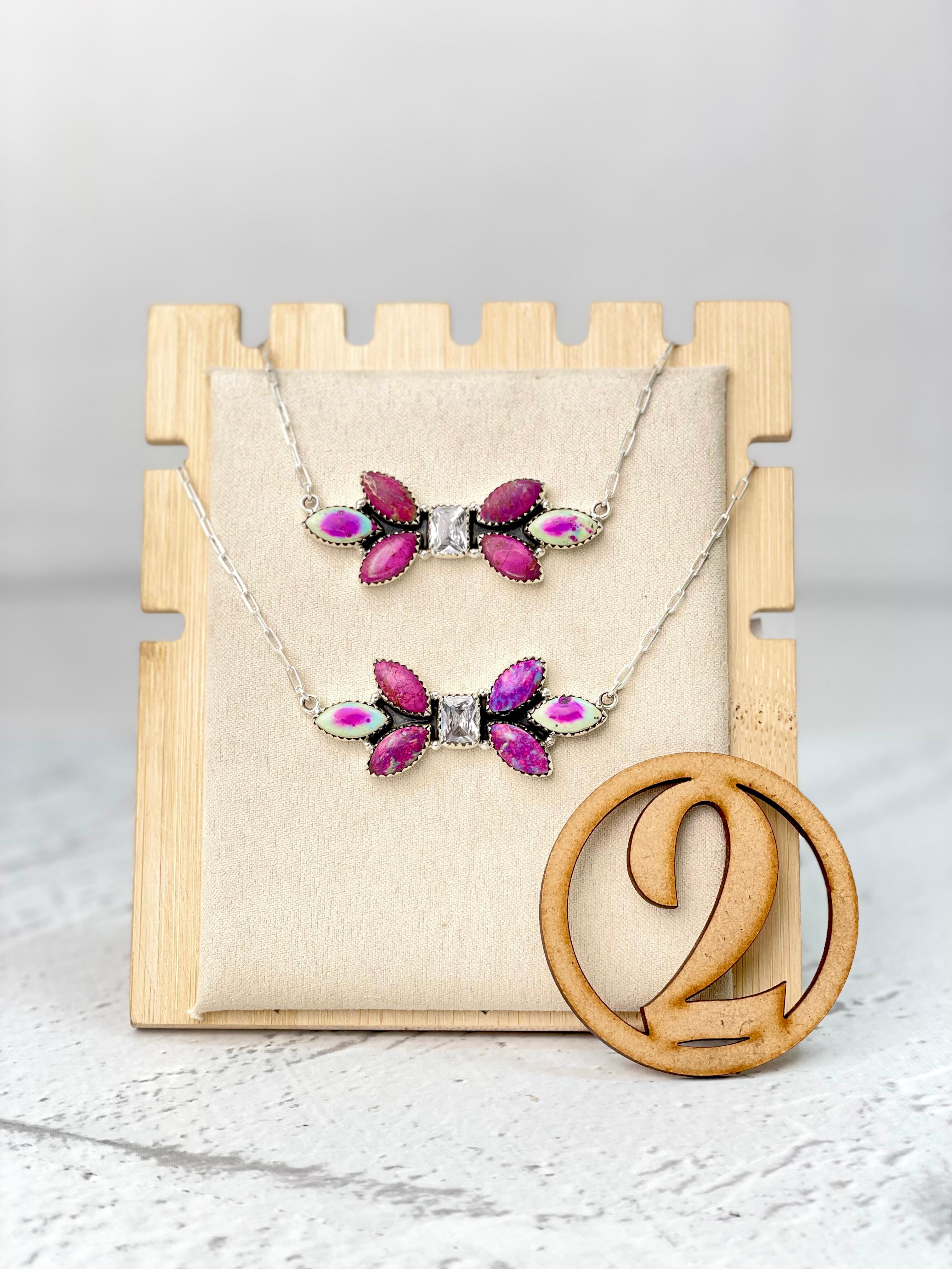 Deser Jasper & CZ Bar Necklace Bno. 15-Necklaces-Krush Kandy, Women's Online Fashion Boutique Located in Phoenix, Arizona (Scottsdale Area)