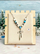 Winter Frost Golden Hills & White Shell Bow Necklace-Necklaces-Krush Kandy, Women's Online Fashion Boutique Located in Phoenix, Arizona (Scottsdale Area)