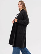 Pocketed Open Front Long Sleeve Longline Cardigan-Krush Kandy, Women's Online Fashion Boutique Located in Phoenix, Arizona (Scottsdale Area)