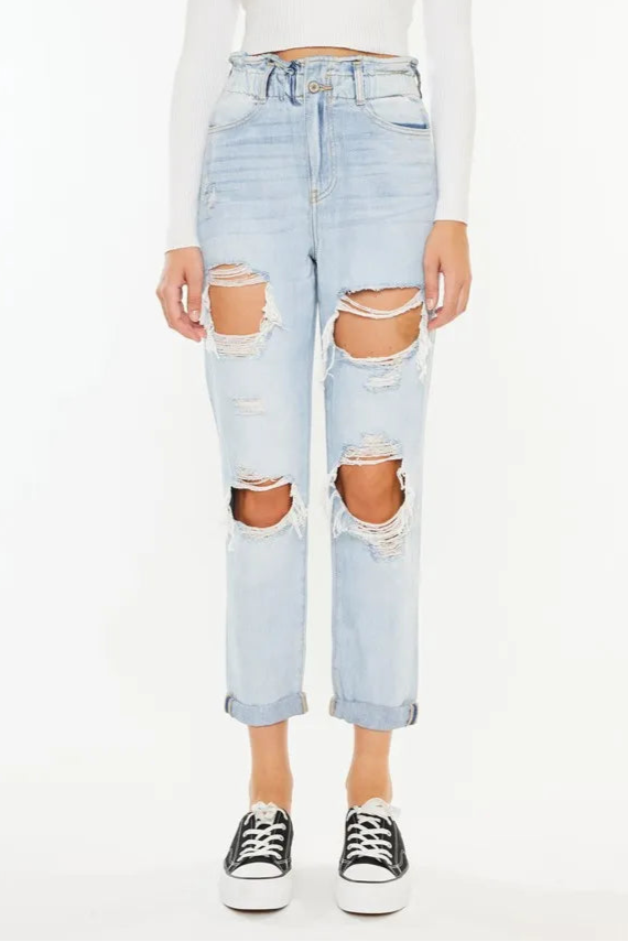 Kancan Open Pack Paperbag Mom Jeans-Denim-Krush Kandy, Women's Online Fashion Boutique Located in Phoenix, Arizona (Scottsdale Area)