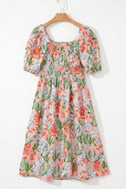 Smocked Floral Midi Dress-Dresses-Krush Kandy, Women's Online Fashion Boutique Located in Phoenix, Arizona (Scottsdale Area)