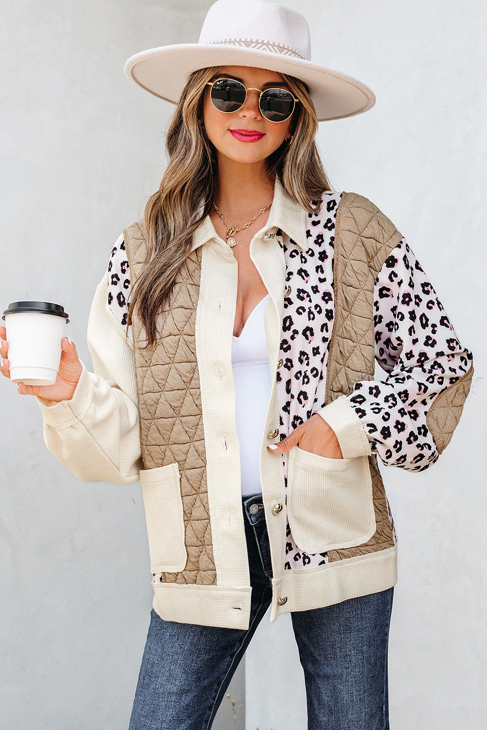 Leopard Colorblock Quilted Patchwork Jacket-Jacket-Krush Kandy, Women's Online Fashion Boutique Located in Phoenix, Arizona (Scottsdale Area)