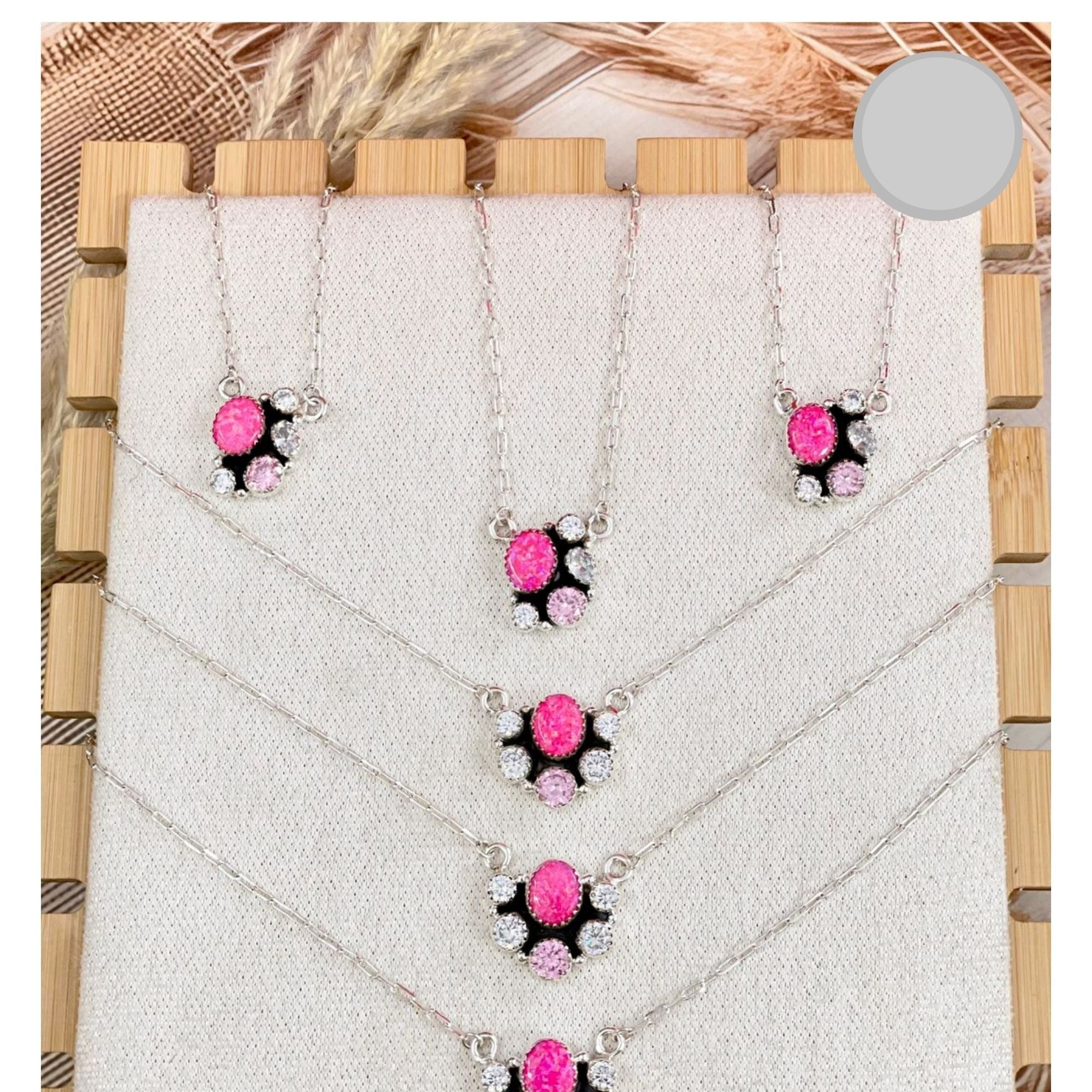 Neon Pink Opal & Crystal Necklace-Chain Necklaces-Krush Kandy, Women's Online Fashion Boutique Located in Phoenix, Arizona (Scottsdale Area)