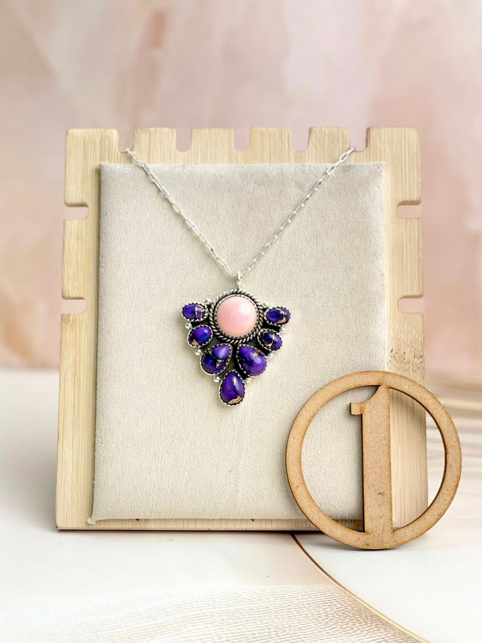 Pink Conch & Berry Dahlia Cluster Necklace-Necklaces-Krush Kandy, Women's Online Fashion Boutique Located in Phoenix, Arizona (Scottsdale Area)