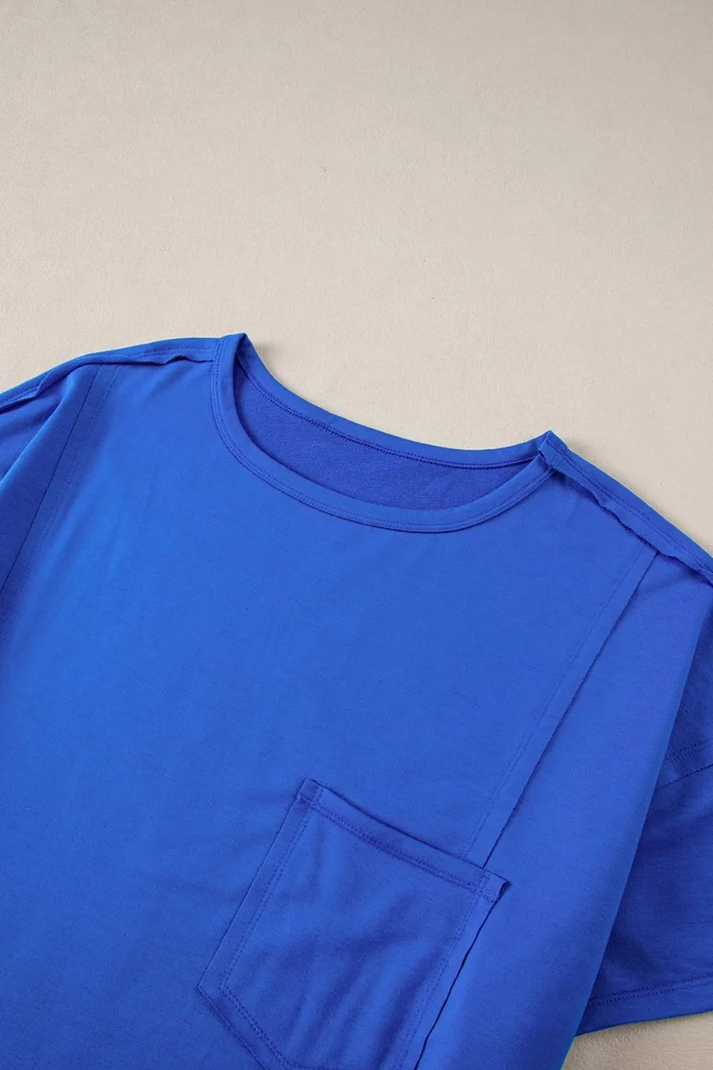 Patched Pocket Exposed Seam Oversize T-shirt-Tops-Krush Kandy, Women's Online Fashion Boutique Located in Phoenix, Arizona (Scottsdale Area)