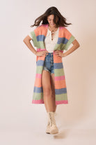Color Block Sleeveless Knit Long Cardigan-Cardigans-Krush Kandy, Women's Online Fashion Boutique Located in Phoenix, Arizona (Scottsdale Area)