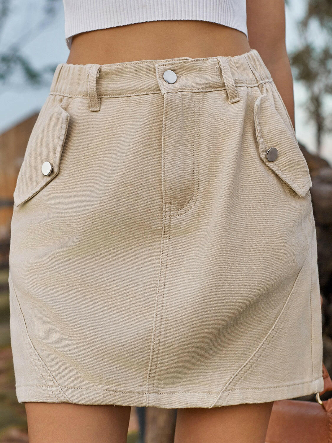 Pocketed Buttoned Mini Denim Skirt-Krush Kandy, Women's Online Fashion Boutique Located in Phoenix, Arizona (Scottsdale Area)