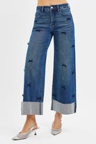 RISEN High Rise Crop Wide Leg Ribbon Detail Jeans-Jeans-Krush Kandy, Women's Online Fashion Boutique Located in Phoenix, Arizona (Scottsdale Area)