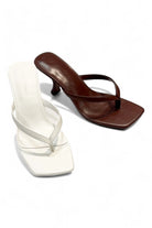 Brown Square-Toe Thong Strap Kitten Heel-Shoes-Krush Kandy, Women's Online Fashion Boutique Located in Phoenix, Arizona (Scottsdale Area)