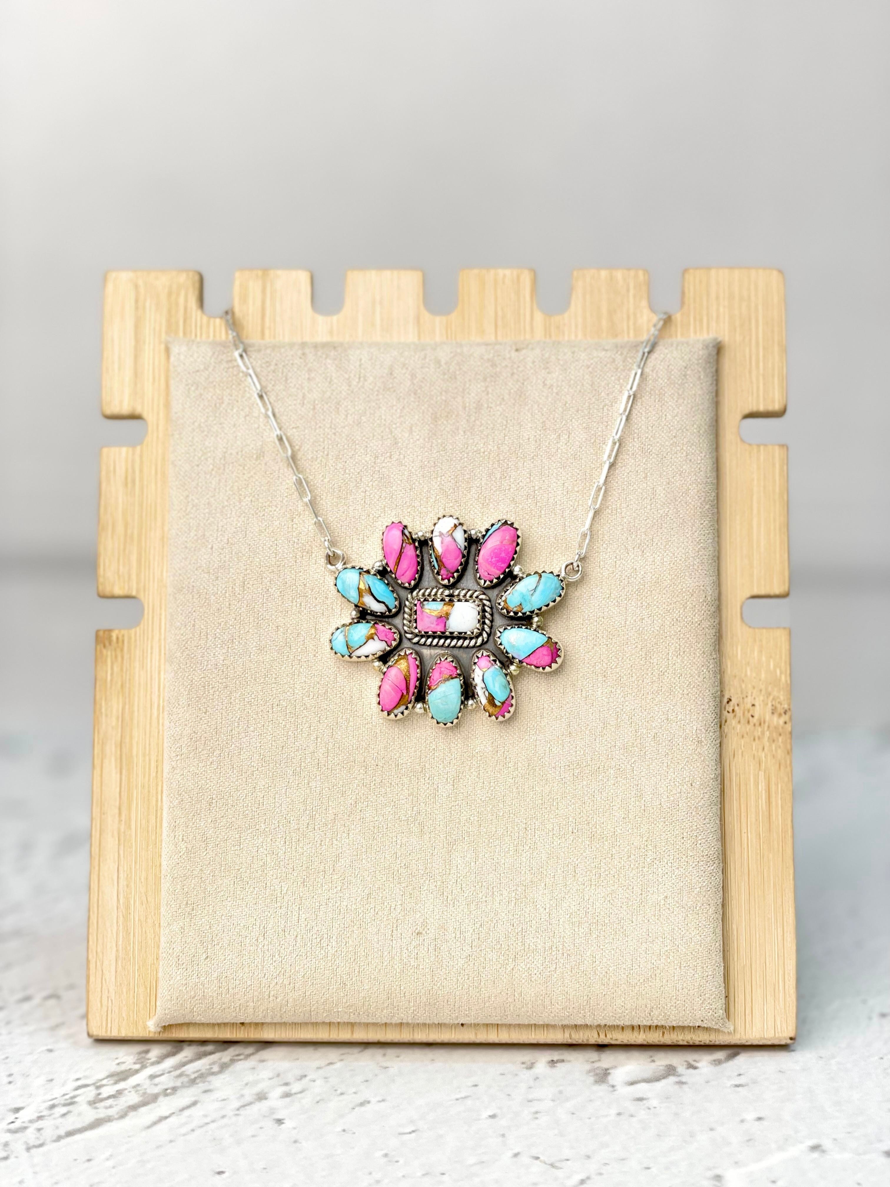 Cotton Candy Long Daisy Necklace-Necklaces-Krush Kandy, Women's Online Fashion Boutique Located in Phoenix, Arizona (Scottsdale Area)