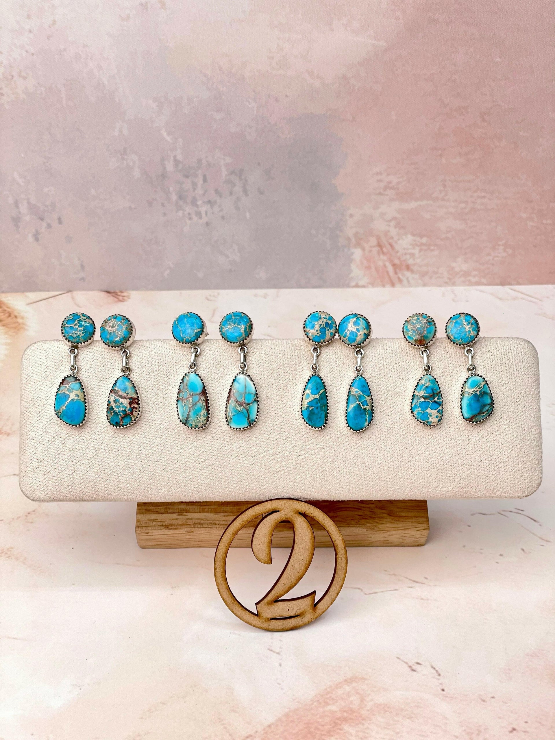 Desert Jasper Blue Slab Earrings-Earrings-Krush Kandy, Women's Online Fashion Boutique Located in Phoenix, Arizona (Scottsdale Area)