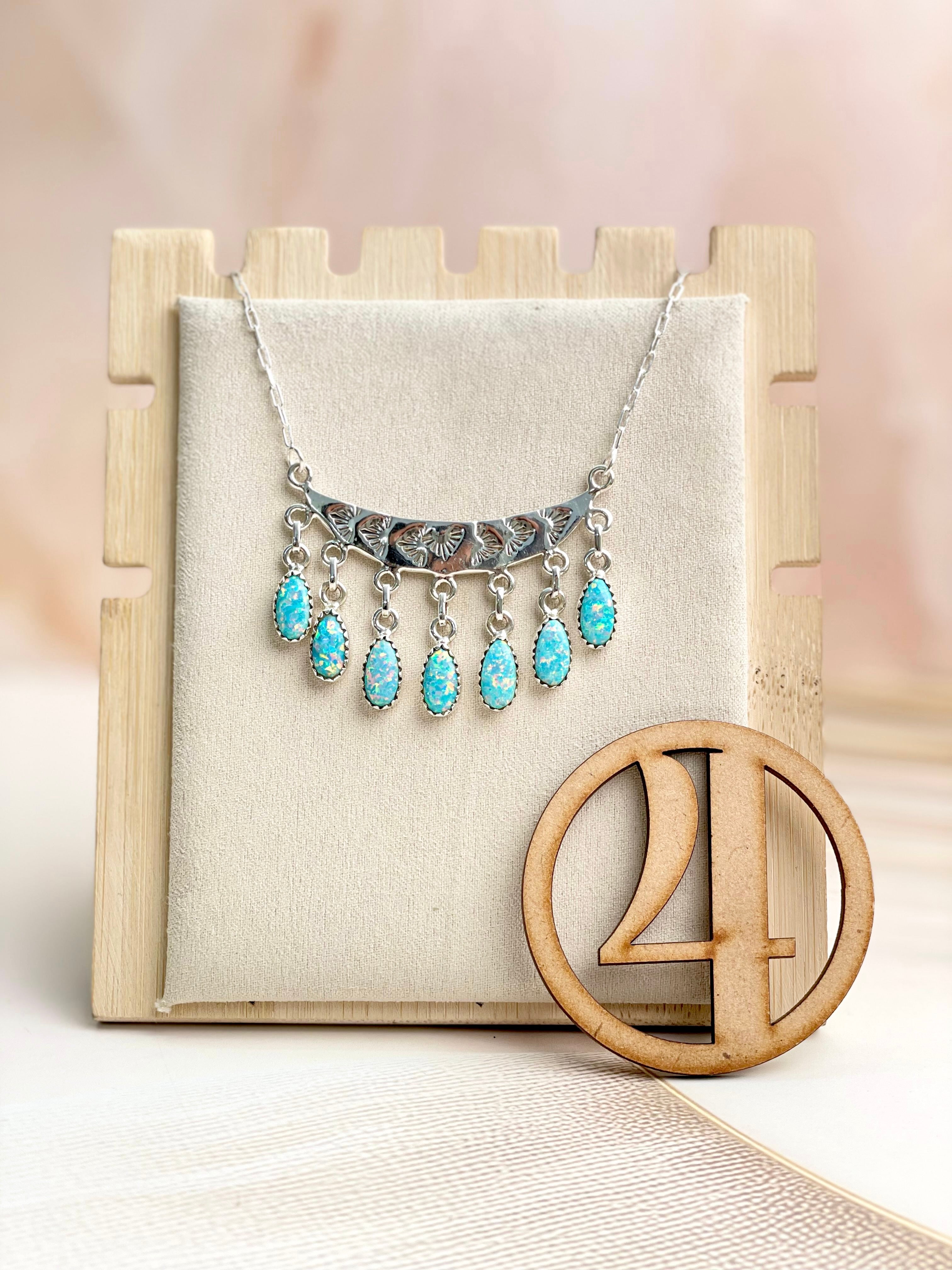 Boho Opal Tassels Necklace Sno 16-Necklaces-Krush Kandy, Women's Online Fashion Boutique Located in Phoenix, Arizona (Scottsdale Area)