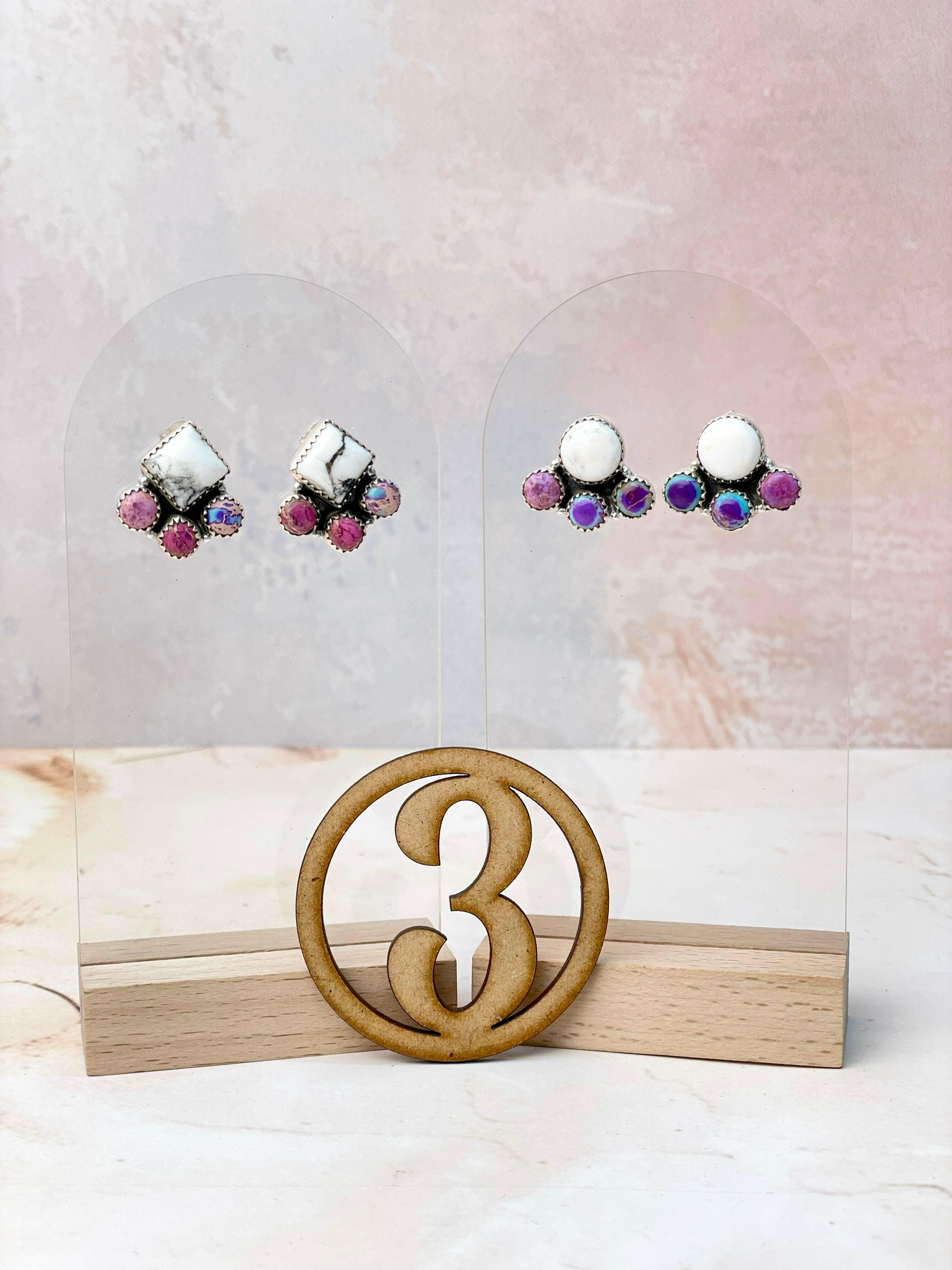 White Buffalo and Jasper Studs-Earrings-Krush Kandy, Women's Online Fashion Boutique Located in Phoenix, Arizona (Scottsdale Area)