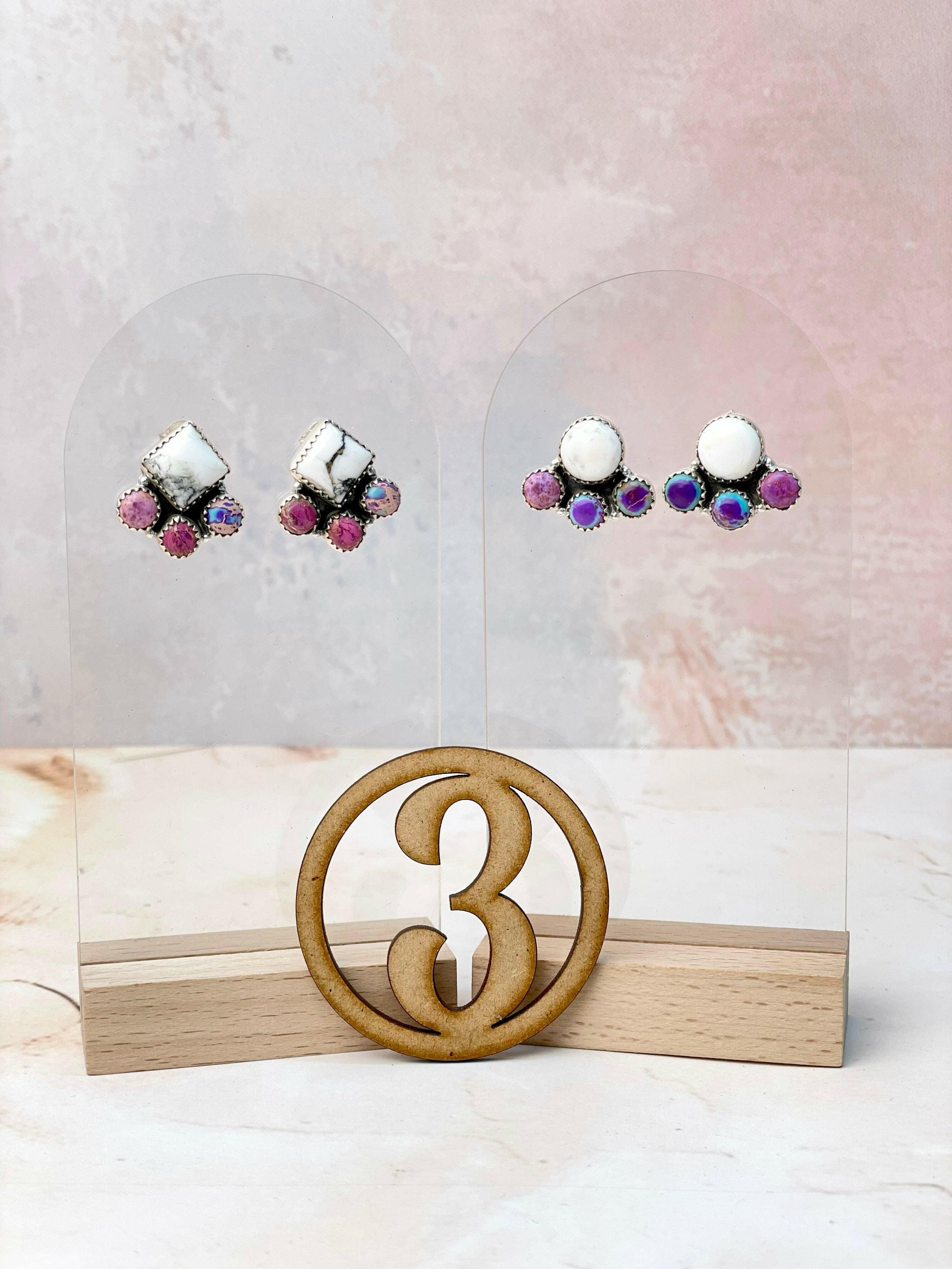 White Buffalo and Jasper Studs-Earrings-Krush Kandy, Women's Online Fashion Boutique Located in Phoenix, Arizona (Scottsdale Area)