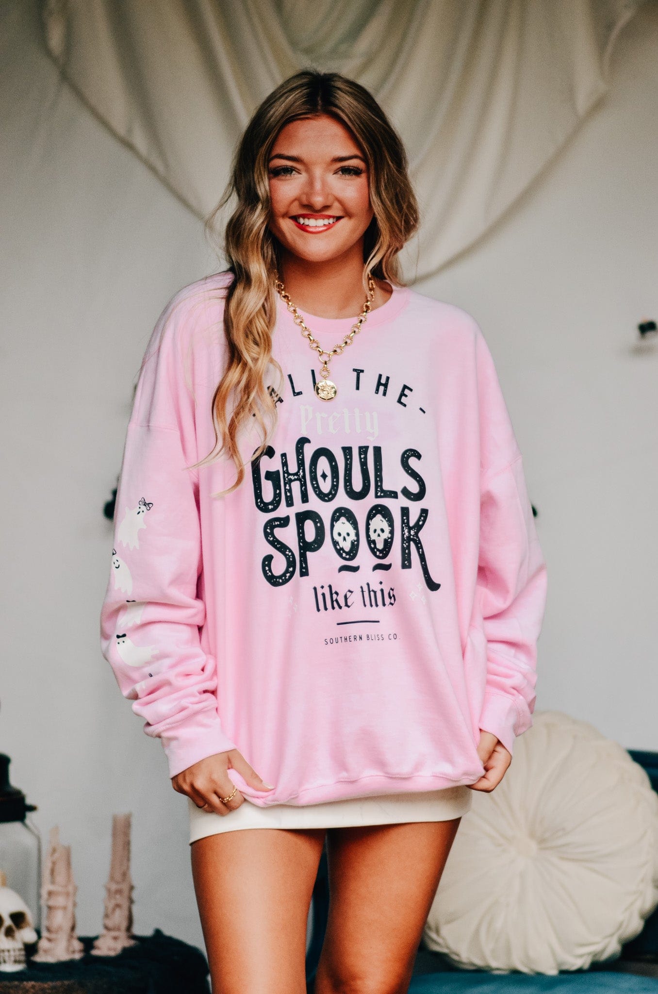 All The Pretty Ghouls Sweatshirt-Krush Kandy, Women's Online Fashion Boutique Located in Phoenix, Arizona (Scottsdale Area)
