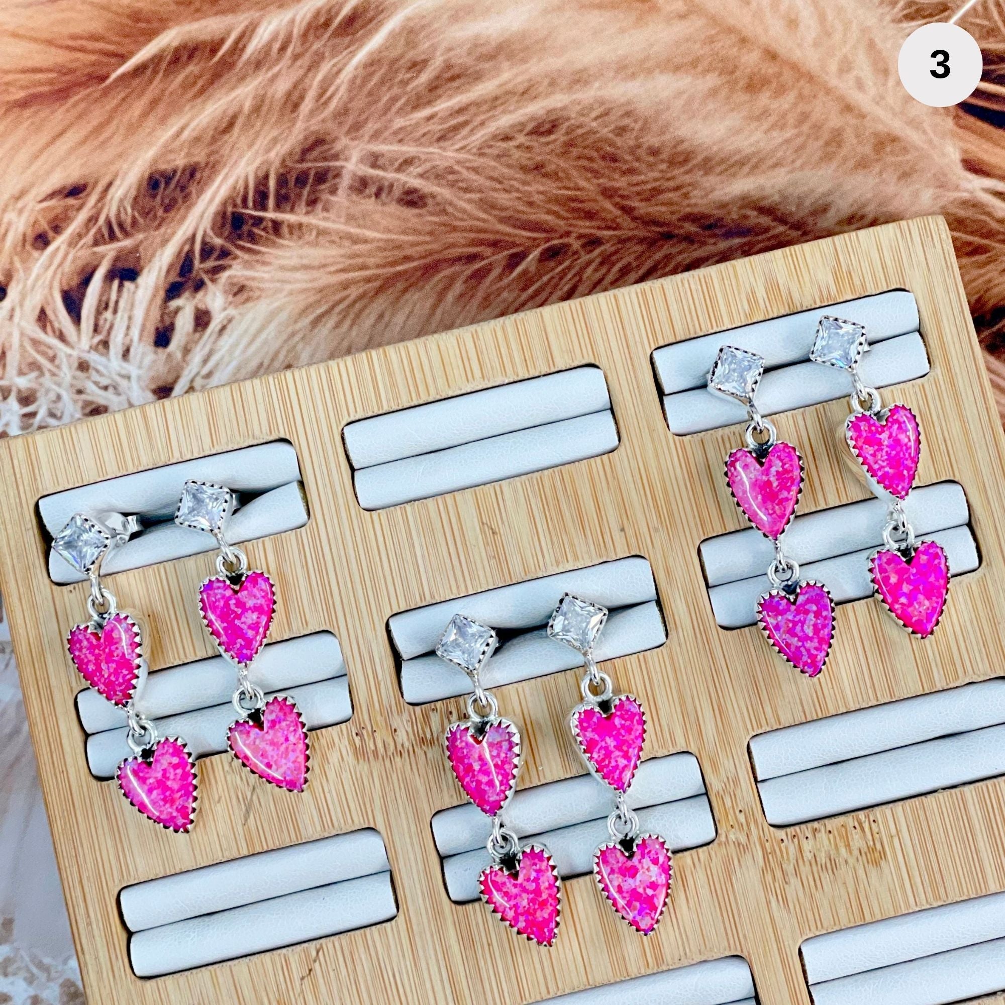 Canyon Heartfall Neon Pink Opal Earrings-Stud Earrings-Krush Kandy, Women's Online Fashion Boutique Located in Phoenix, Arizona (Scottsdale Area)