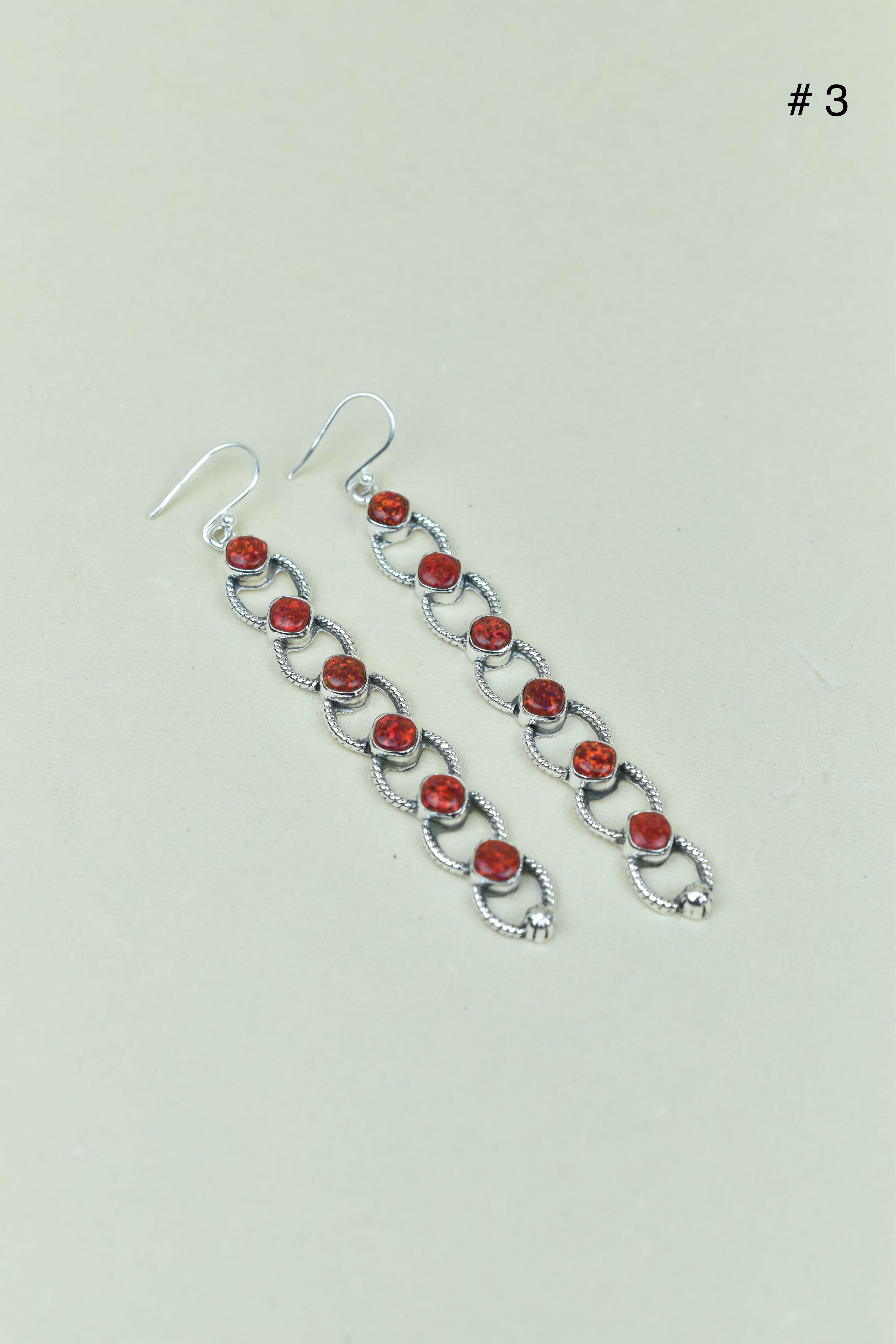 Sterling Silver Six Stone Cascading Earrings-Drop Earrings-Krush Kandy, Women's Online Fashion Boutique Located in Phoenix, Arizona (Scottsdale Area)