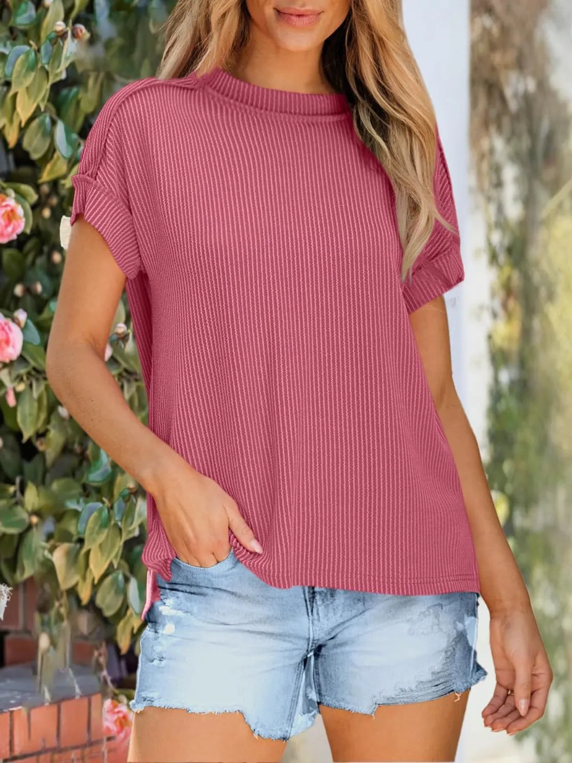 Round Neck Short Sleeve T-Shirt-Krush Kandy, Women's Online Fashion Boutique Located in Phoenix, Arizona (Scottsdale Area)