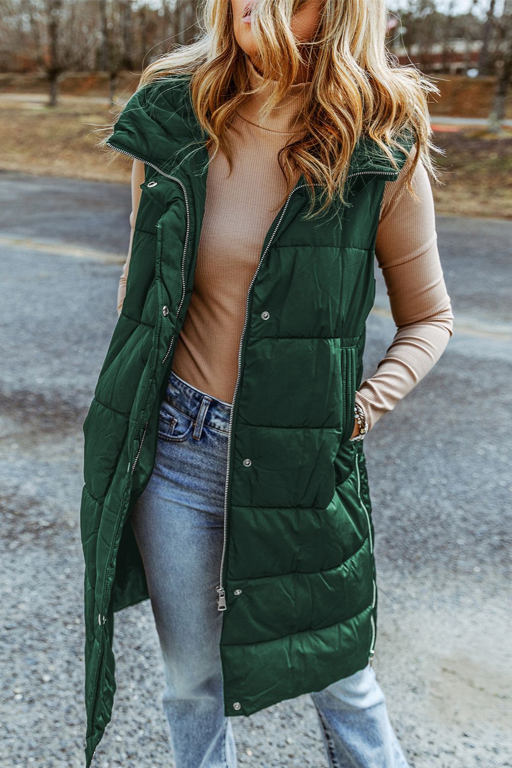 Longline Hooded Sleeveless Puffer Vest-Krush Kandy, Women's Online Fashion Boutique Located in Phoenix, Arizona (Scottsdale Area)