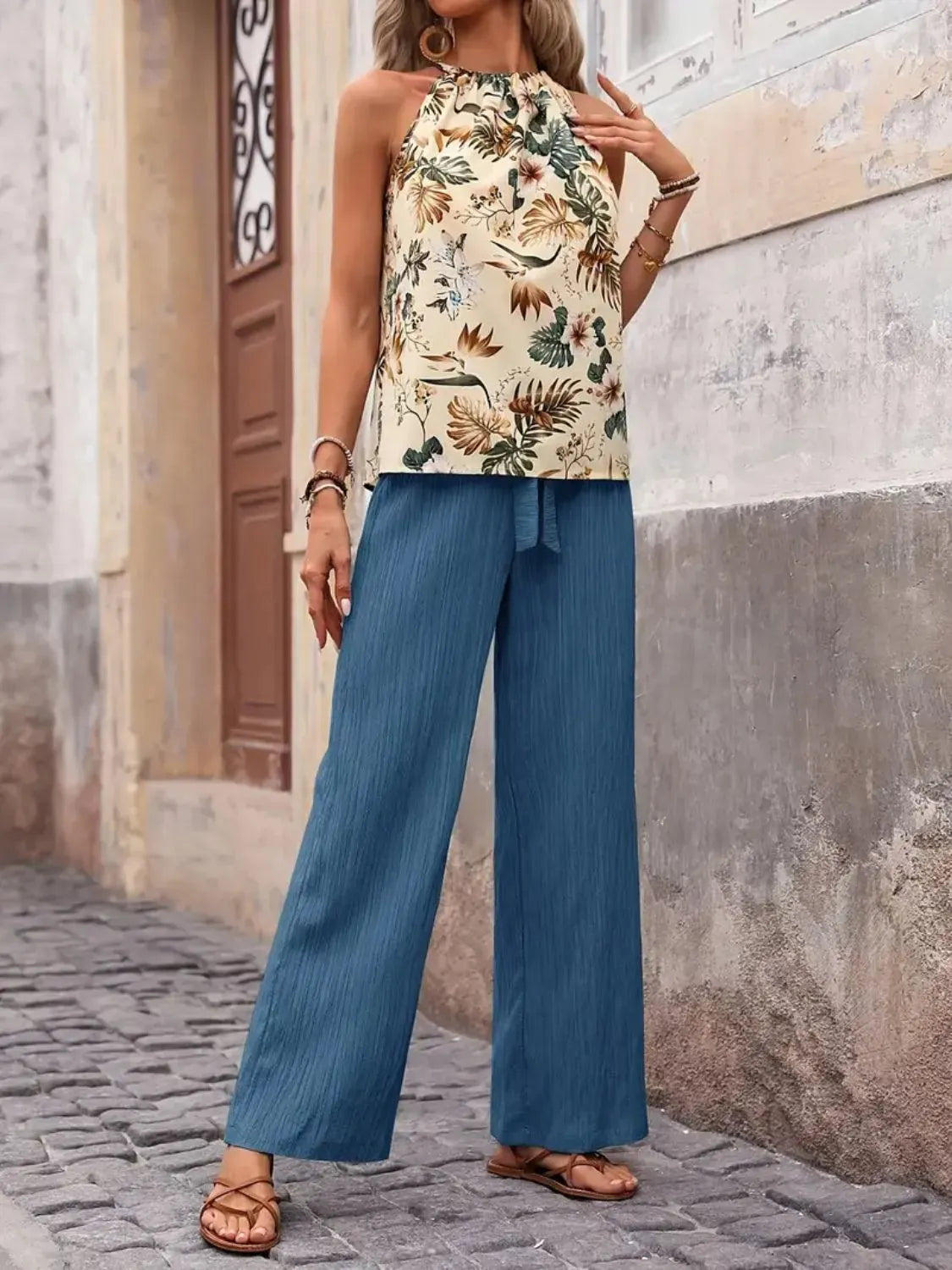 Printed Tank Top and Wide Leg Pants Set-Tops-Krush Kandy, Women's Online Fashion Boutique Located in Phoenix, Arizona (Scottsdale Area)