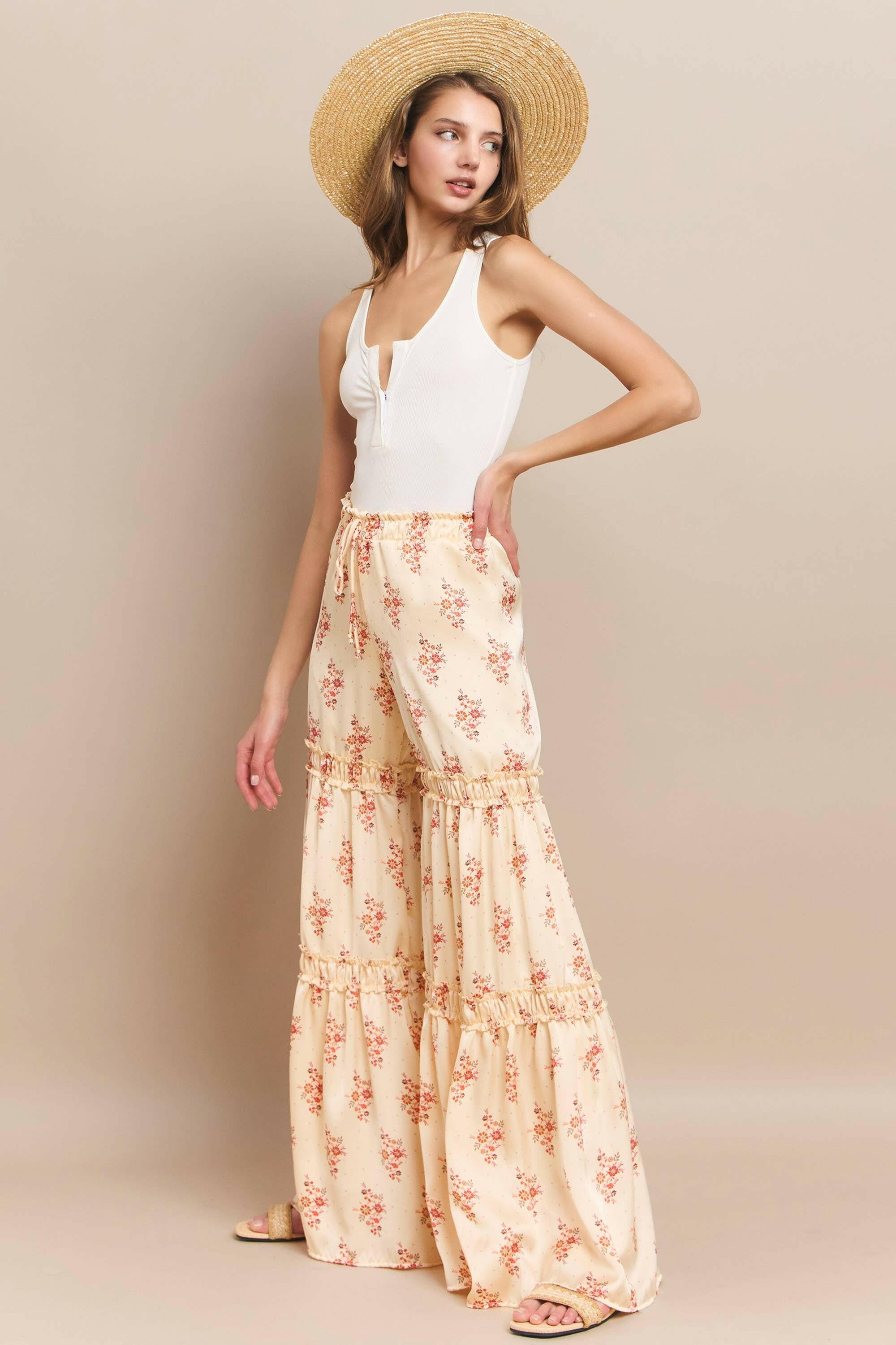 Peach Blossom Palazzo Pants-Pants-Krush Kandy, Women's Online Fashion Boutique Located in Phoenix, Arizona (Scottsdale Area)