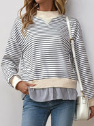 Perfee Faux Layered Striped Long Sleeve Sweatshirt-Long Sleeve Tops-Krush Kandy, Women's Online Fashion Boutique Located in Phoenix, Arizona (Scottsdale Area)