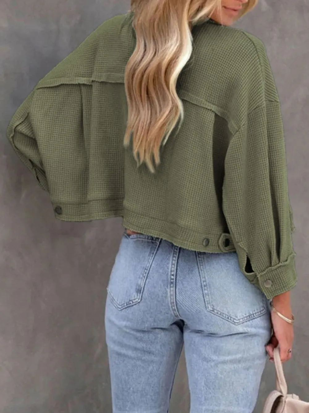 Button Up Long Sleeve Jacket-Jackets-Krush Kandy, Women's Online Fashion Boutique Located in Phoenix, Arizona (Scottsdale Area)