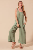 Mineral Washed Thermal Waffle Wide Leg Jumpsuit-Jumpsuits & Rompers-Krush Kandy, Women's Online Fashion Boutique Located in Phoenix, Arizona (Scottsdale Area)