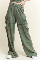 Mineral Wash Wide leg pants with Cargo Pockets-Krush Kandy, Women's Online Fashion Boutique Located in Phoenix, Arizona (Scottsdale Area)