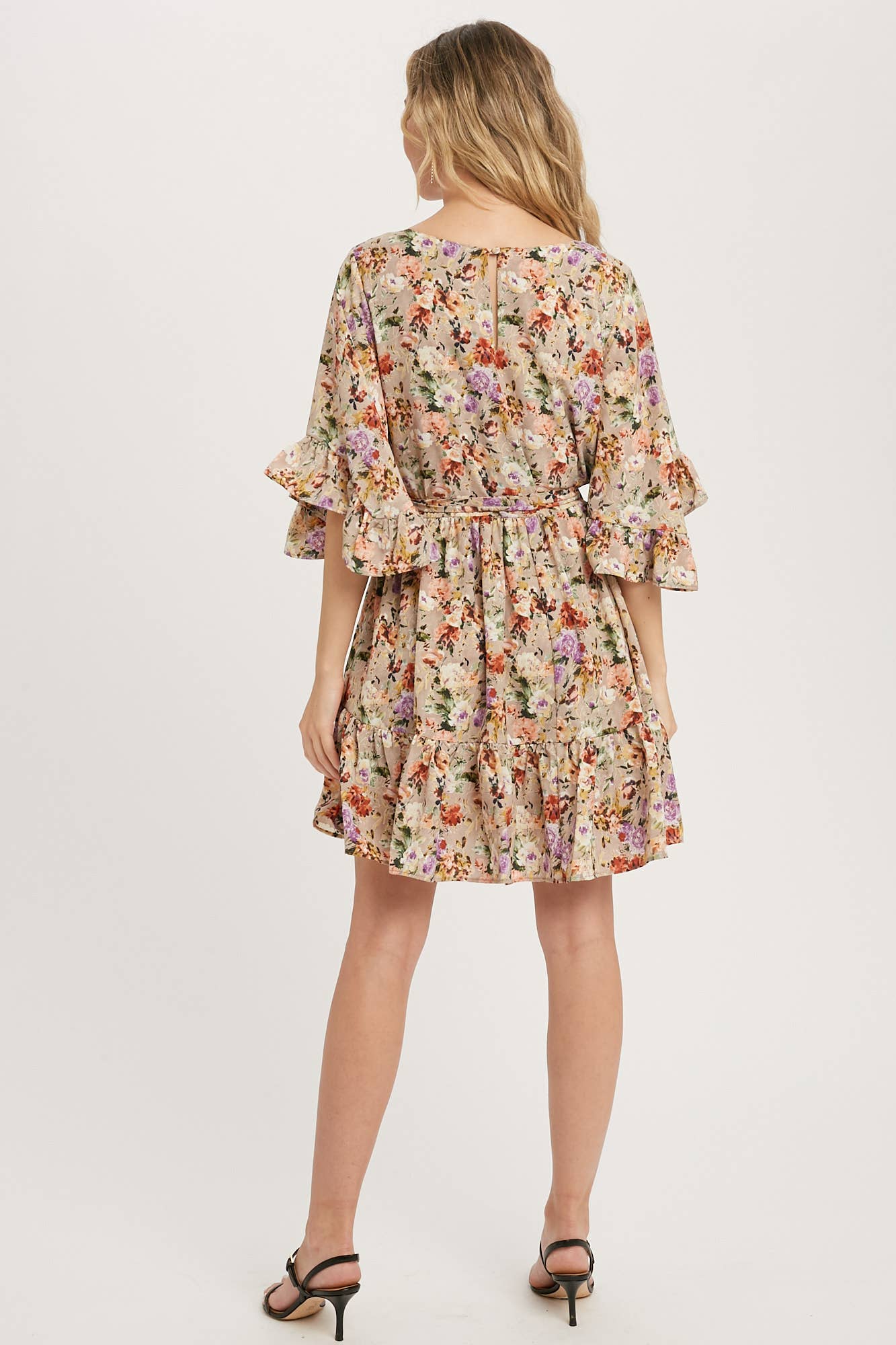 Floral Print Angel Sleeves Dress-Dresses-Krush Kandy, Women's Online Fashion Boutique Located in Phoenix, Arizona (Scottsdale Area)