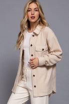 Long Sleeve Notched Collar Front Pocket Fleece Jacket-Coats-Krush Kandy, Women's Online Fashion Boutique Located in Phoenix, Arizona (Scottsdale Area)