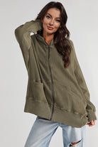 Zip-Up Long Sleeve Jacket-Jackets-Krush Kandy, Women's Online Fashion Boutique Located in Phoenix, Arizona (Scottsdale Area)