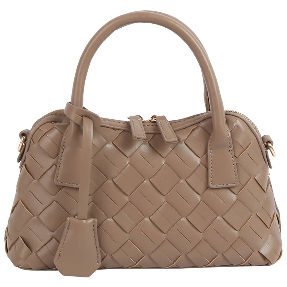 Woven Faux Leather Satchel-Purses & Bags-Krush Kandy, Women's Online Fashion Boutique Located in Phoenix, Arizona (Scottsdale Area)