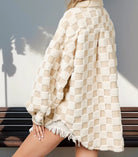 Double Take Button Up Fuzzy Checkered Shacket-Jacket-Krush Kandy, Women's Online Fashion Boutique Located in Phoenix, Arizona (Scottsdale Area)