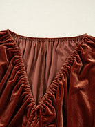V Neck Puff Sleeve Velvet Dress-Dresses-Krush Kandy, Women's Online Fashion Boutique Located in Phoenix, Arizona (Scottsdale Area)