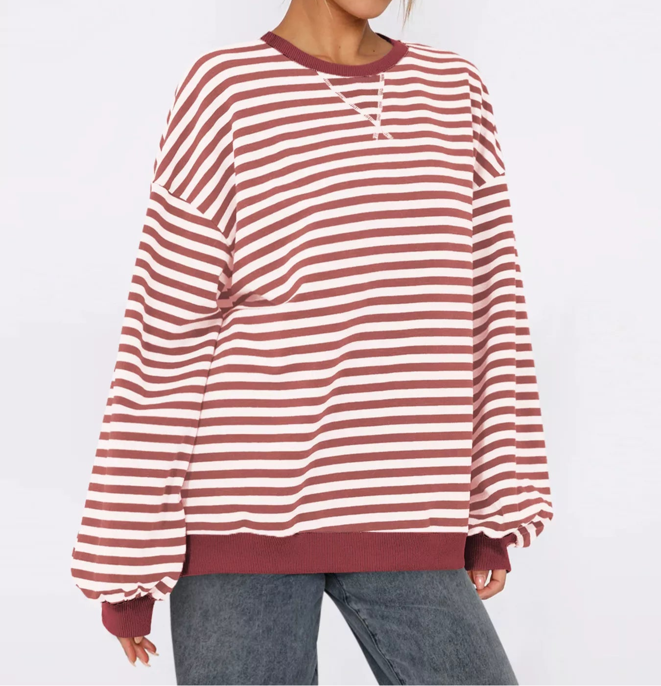 Striped Round Neck Long Sleeve Sweatshirt-Sweatshirt-Krush Kandy, Women's Online Fashion Boutique Located in Phoenix, Arizona (Scottsdale Area)