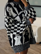 Checkered Ghost Knit Sweater-Sweaters-Krush Kandy, Women's Online Fashion Boutique Located in Phoenix, Arizona (Scottsdale Area)