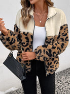 Leopard Zip Up Fleece Jacket-Jackets-Krush Kandy, Women's Online Fashion Boutique Located in Phoenix, Arizona (Scottsdale Area)