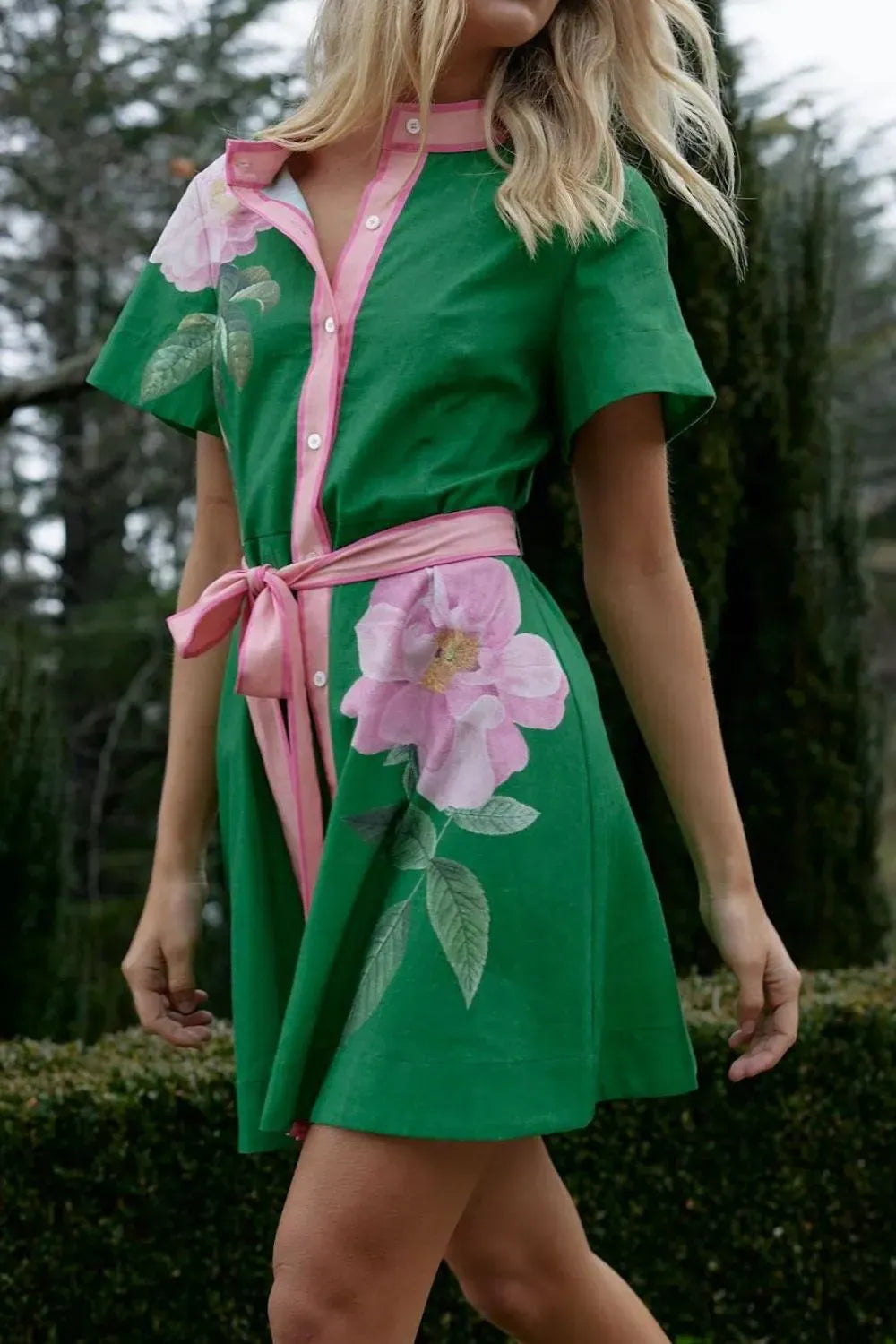 Printed Tie Waist Short Sleeve Dress-dresses-Krush Kandy, Women's Online Fashion Boutique Located in Phoenix, Arizona (Scottsdale Area)